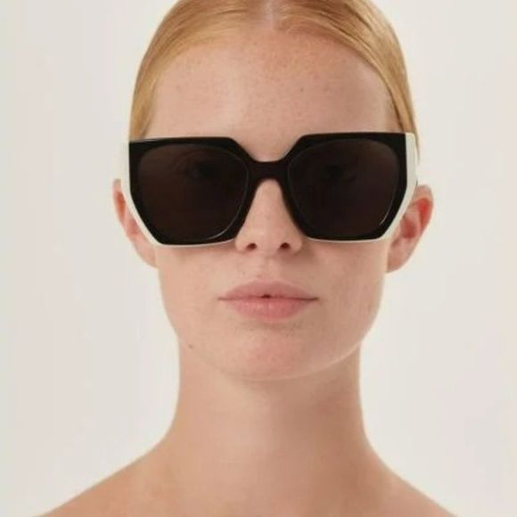 Prada PR14WS 09Q-5S0 Sunglasses Black Gray Cat Eye Oversized Women main image 4
